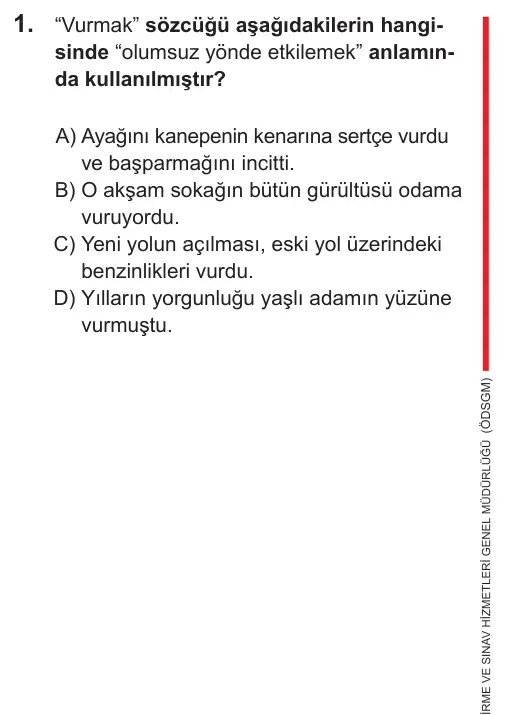LGS 2021 Sözel Türkçe 1. Soru görseli