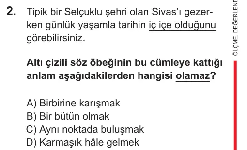 LGS 2021 Sözel Türkçe 2. Soru görseli