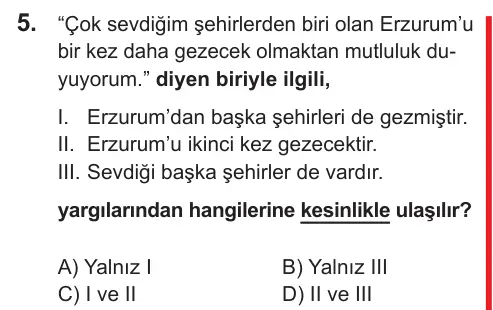 LGS 2021 Sözel Türkçe 5. Soru görseli