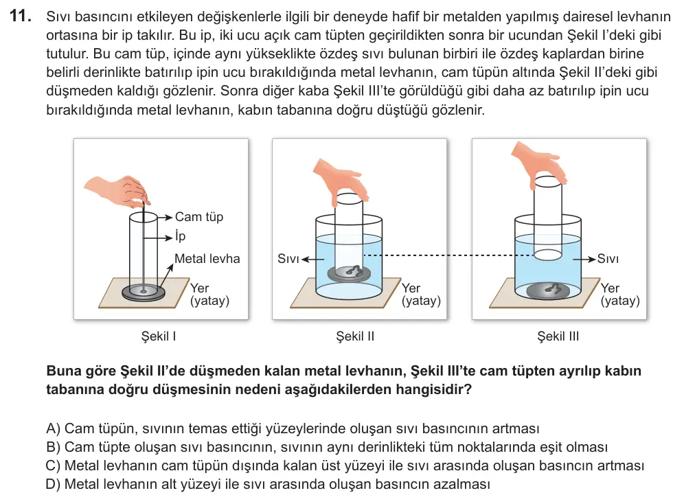 LGS 2022 Sayısal Fen Bilimleri 11. Soru görseli