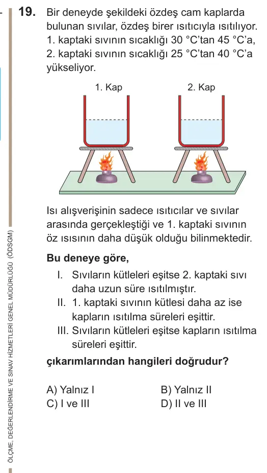 LGS 2022 Sayısal Fen Bilimleri 19. Soru görseli