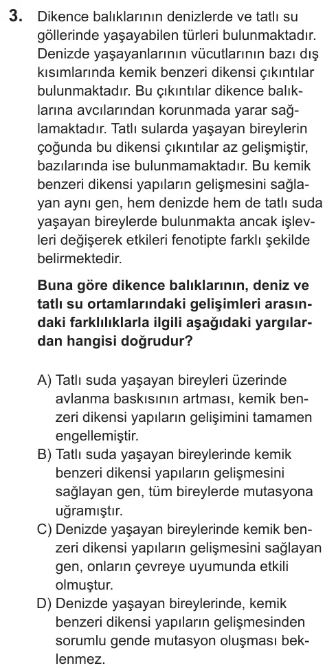 LGS 2022 Sayısal Fen Bilimleri 3. Soru görseli