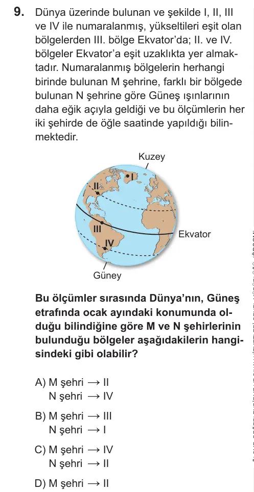 LGS 2022 Sayısal Fen Bilimleri 9. Soru görseli