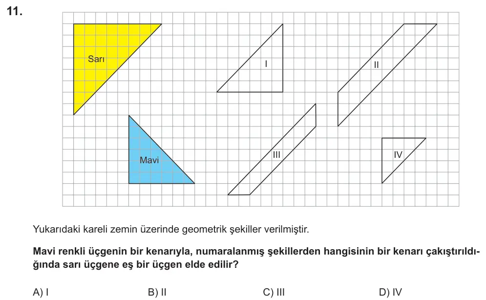 LGS 2022 Sayısal Matematik 11. Soru görseli