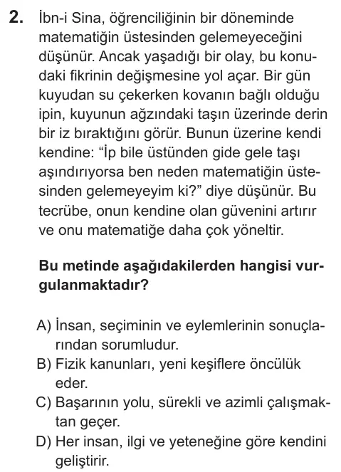 LGS 2022 Sözel Din Kültürü ve Ahlak Bilgisi 2. Soru görseli