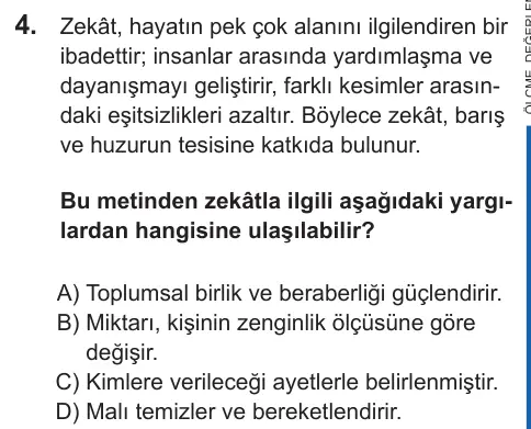 LGS 2022 Sözel Din Kültürü ve Ahlak Bilgisi 4. Soru görseli