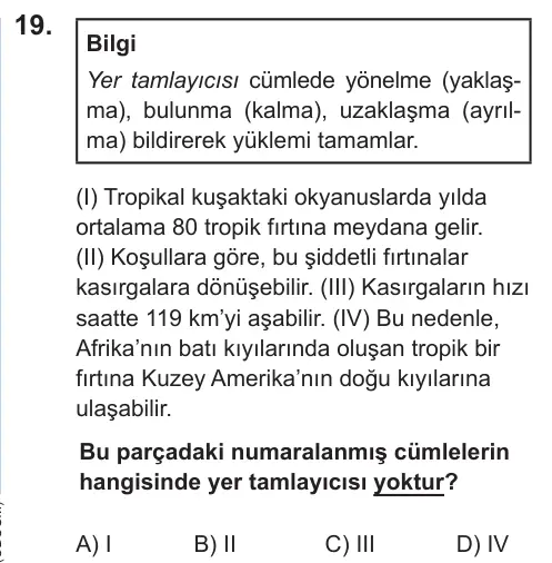 LGS 2022 Sözel Türkçe 19. Soru görseli