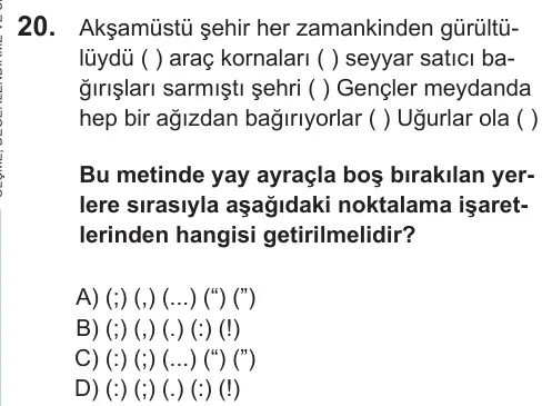 LGS 2022 Sözel Türkçe 20. Soru görseli