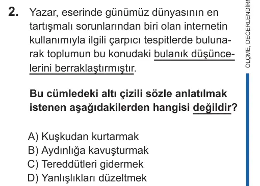 LGS 2022 Sözel Türkçe 2. Soru görseli
