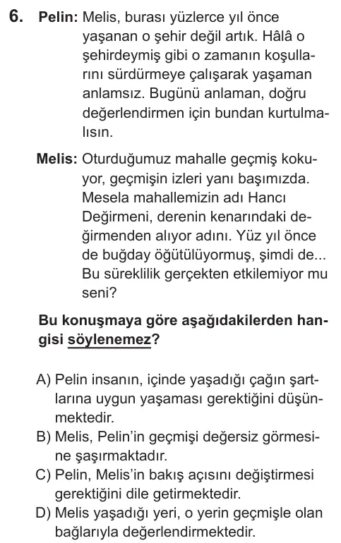 LGS 2022 Sözel Türkçe 6. Soru görseli