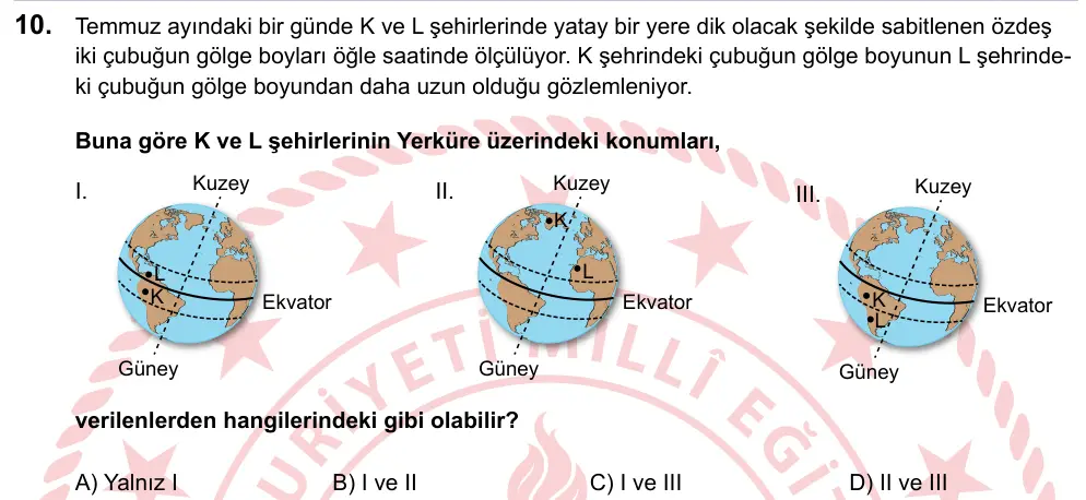 LGS 2023 Sayısal Fen Bilimleri 10. Soru görseli