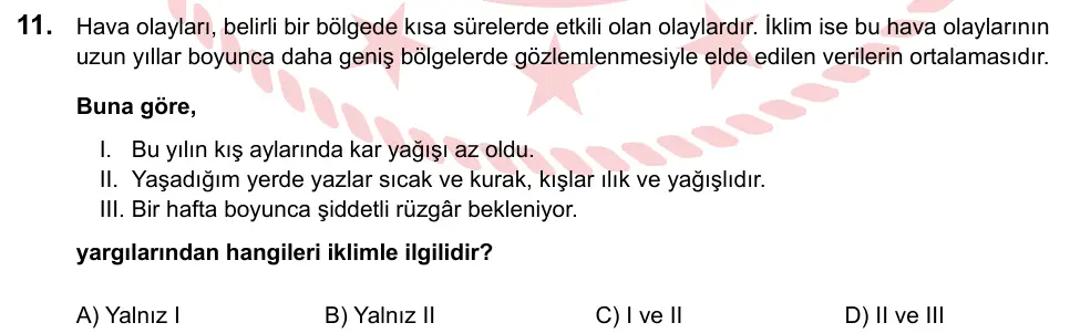 LGS 2023 Sayısal Fen Bilimleri 11. Soru görseli