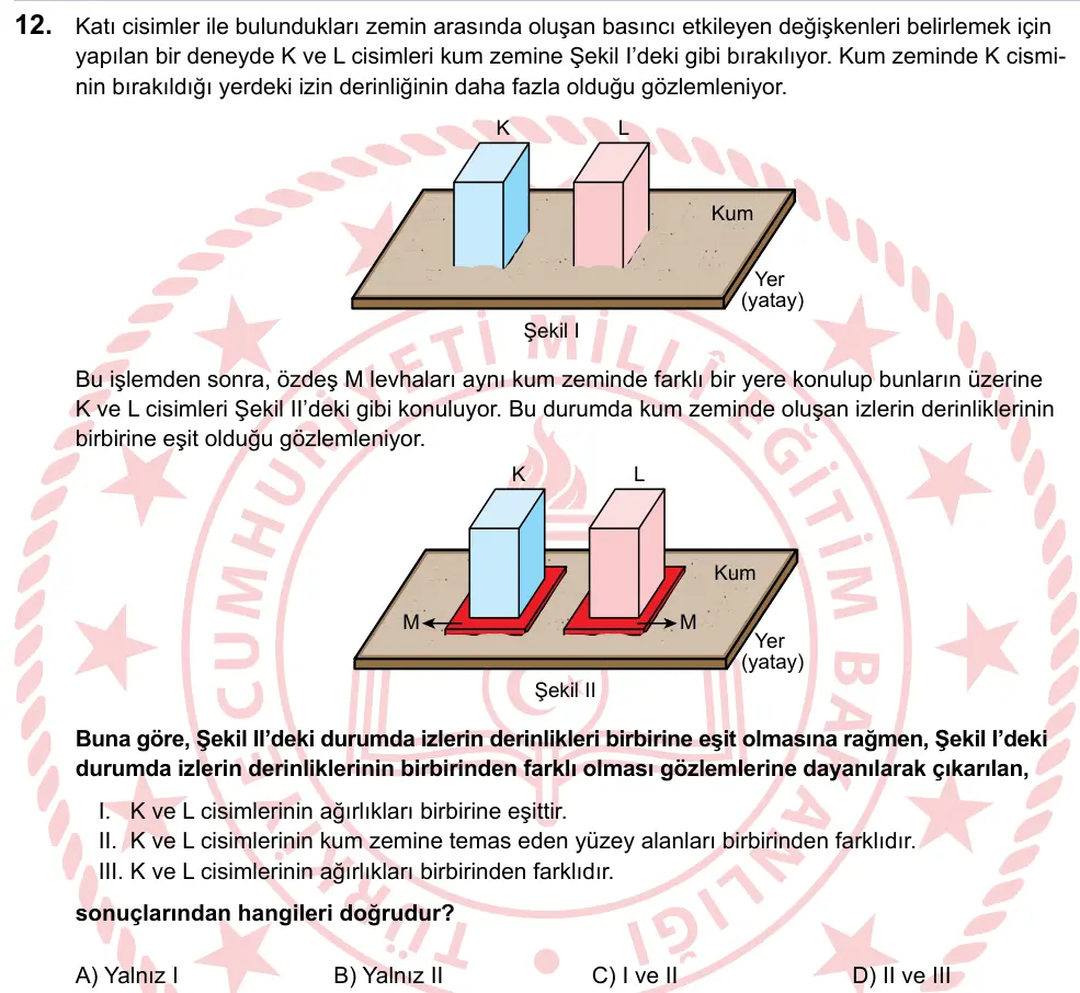 LGS 2023 Sayısal Fen Bilimleri 12. Soru görseli