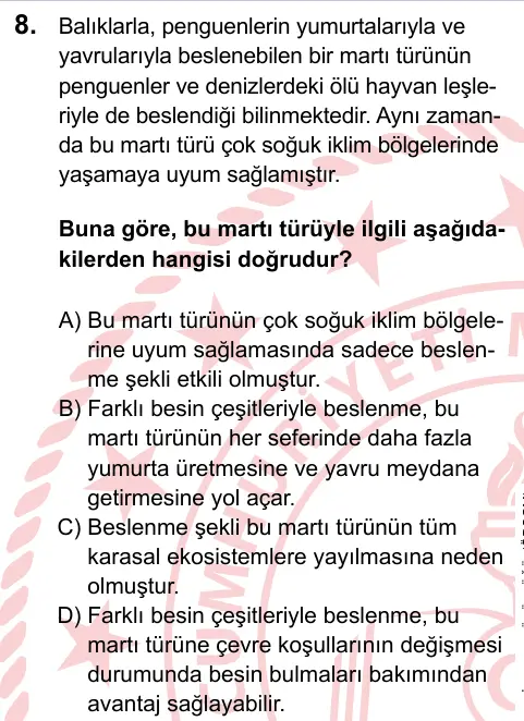 LGS 2023 Sayısal Fen Bilimleri 8. Soru görseli