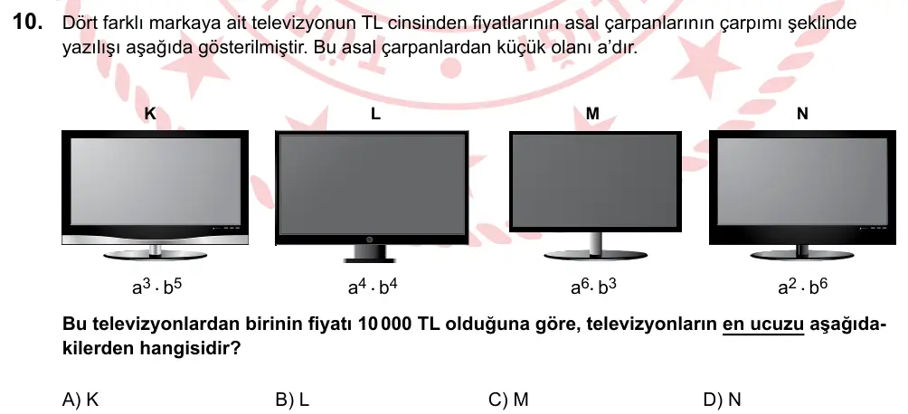 LGS 2023 Sayısal Matematik 10. Soru görseli
