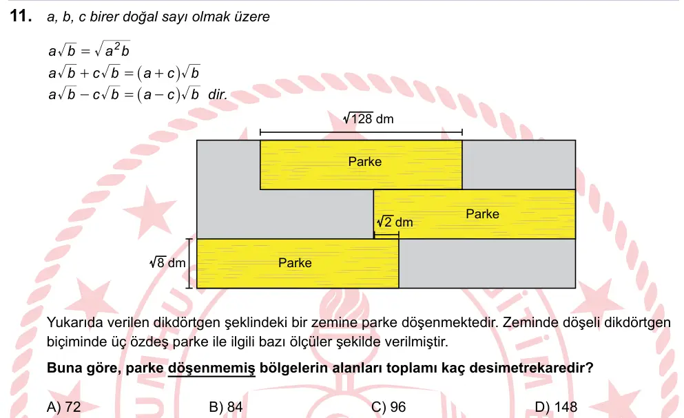 LGS 2023 Sayısal Matematik 11. Soru görseli