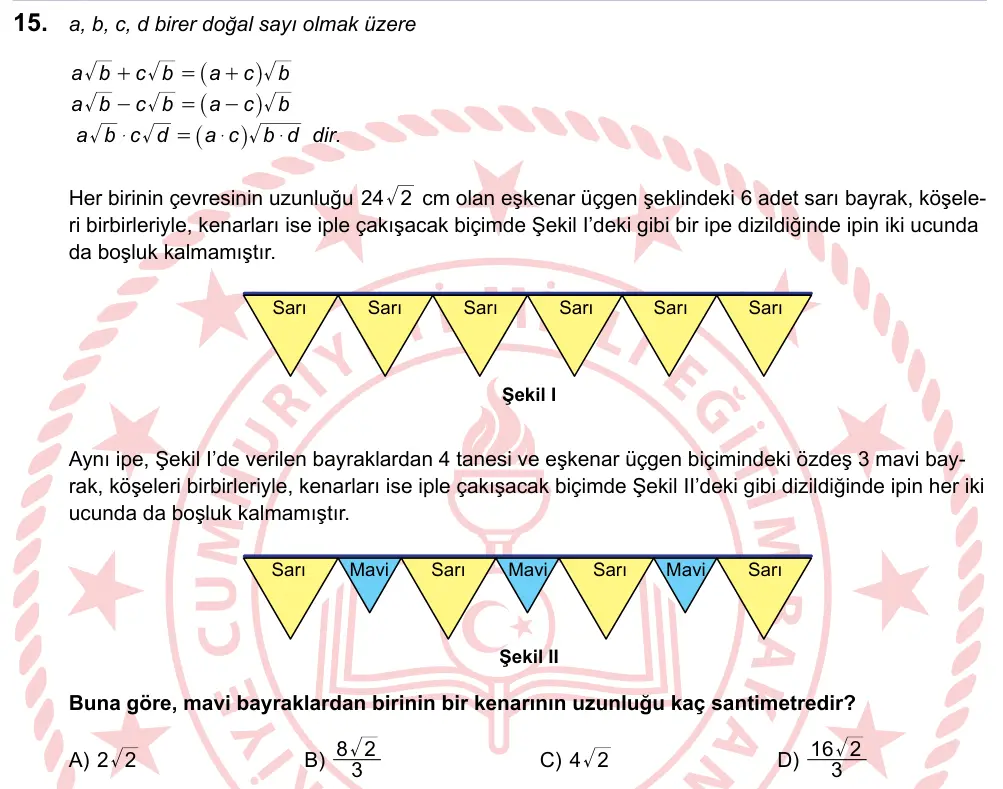 LGS 2023 Sayısal Matematik 15. Soru görseli