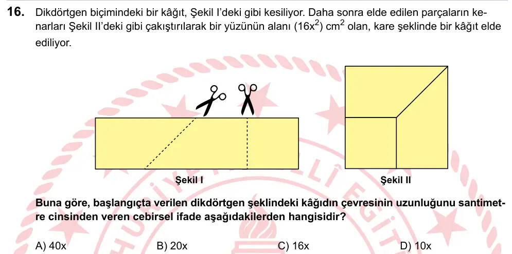 LGS 2023 Sayısal Matematik 16. Soru görseli