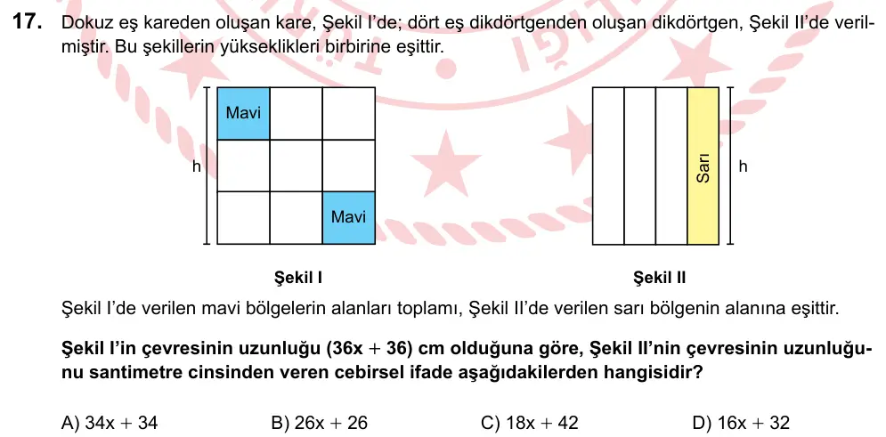 LGS 2023 Sayısal Matematik 17. Soru görseli