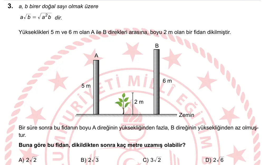LGS 2023 Sayısal Matematik 3. Soru görseli