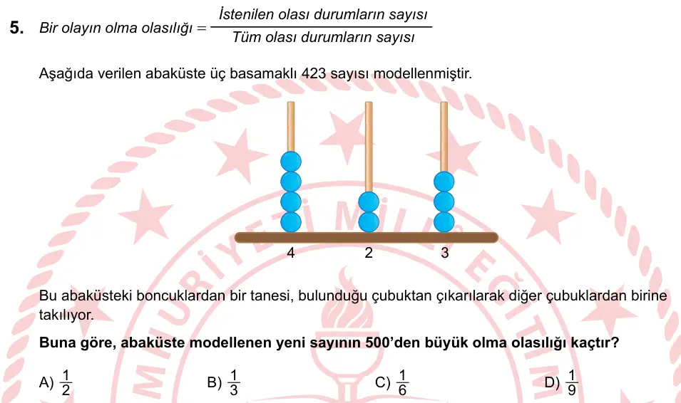 LGS 2023 Sayısal Matematik 5. Soru görseli