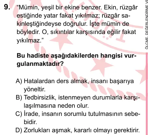 LGS 2023 Sözel Din Kültürü ve Ahlak Bilgisi 9. Soru görseli