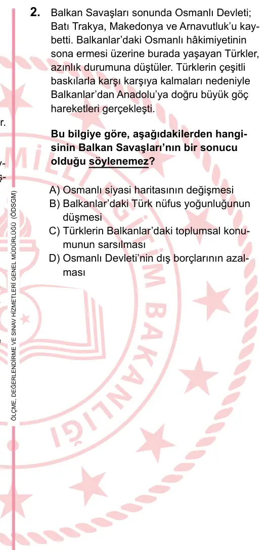 LGS 2023 Sözel T.C. İnkılap Tarihi ve Atatürkçülük 2. Soru görseli