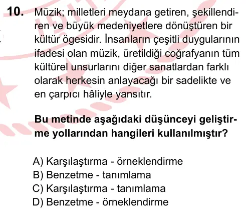 LGS 2023 Sözel Türkçe 10. Soru görseli
