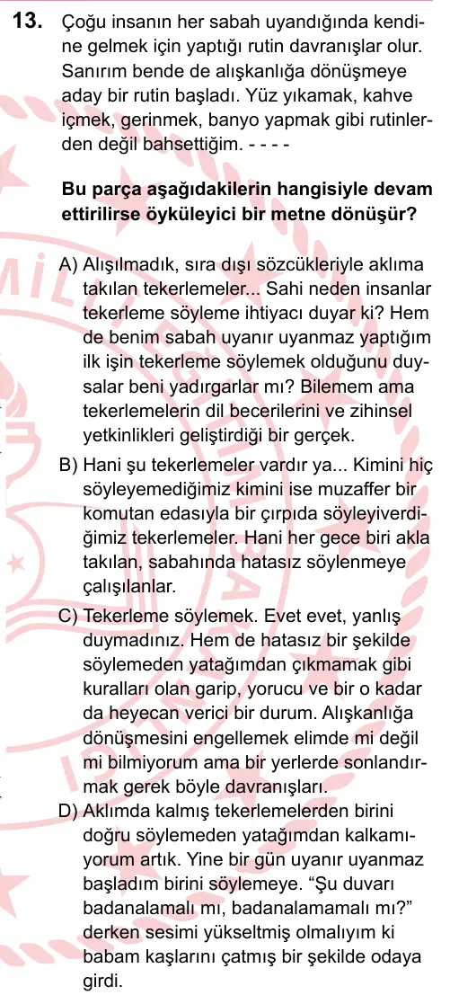 LGS 2023 Sözel Türkçe 13. Soru görseli