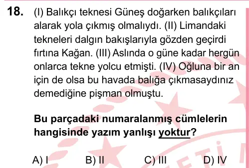 LGS 2023 Sözel Türkçe 18. Soru görseli