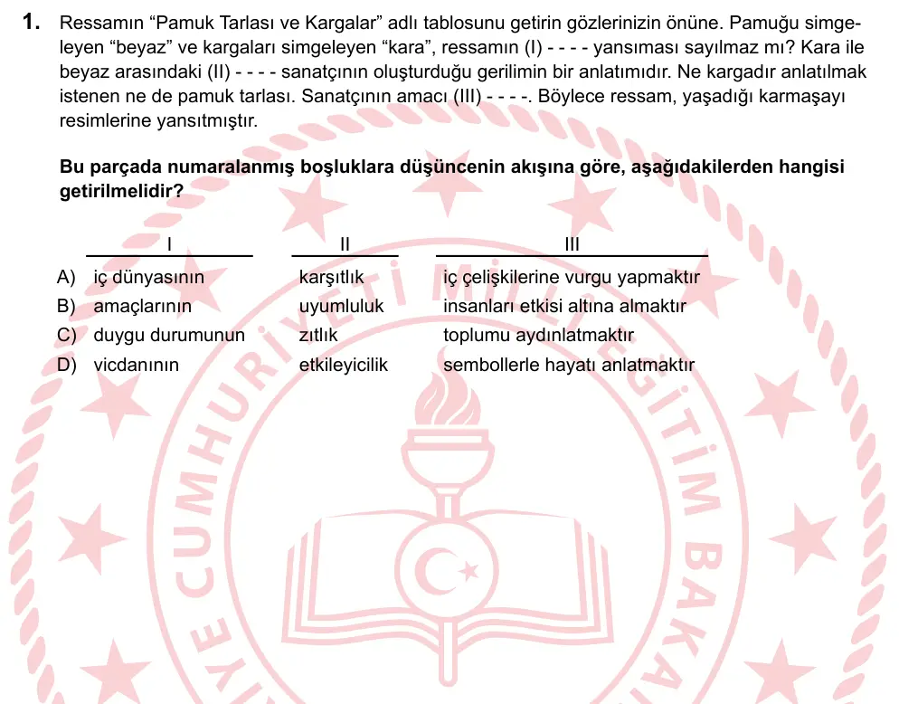 LGS 2023 Sözel Türkçe 1. Soru görseli