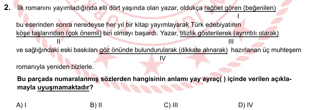 LGS 2023 Sözel Türkçe 2. Soru görseli