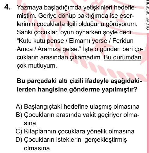 LGS 2023 Sözel Türkçe 4. Soru görseli