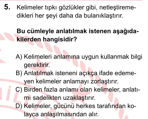 LGS 2023 Sözel Türkçe 5. Soru görseli