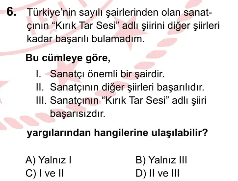 LGS 2023 Sözel Türkçe 6. Soru görseli