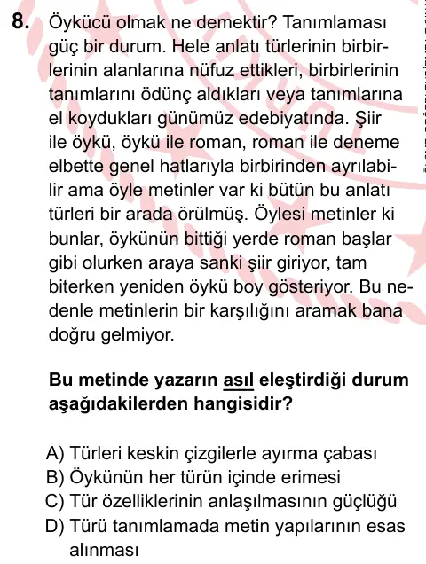 LGS 2023 Sözel Türkçe 8. Soru görseli