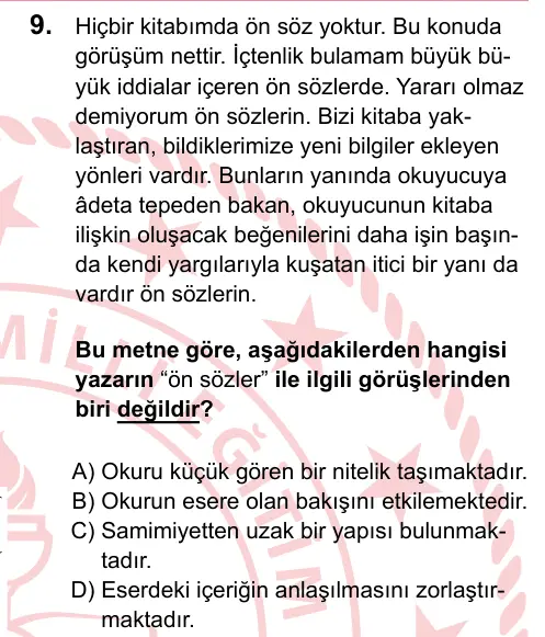 LGS 2023 Sözel Türkçe 9. Soru görseli