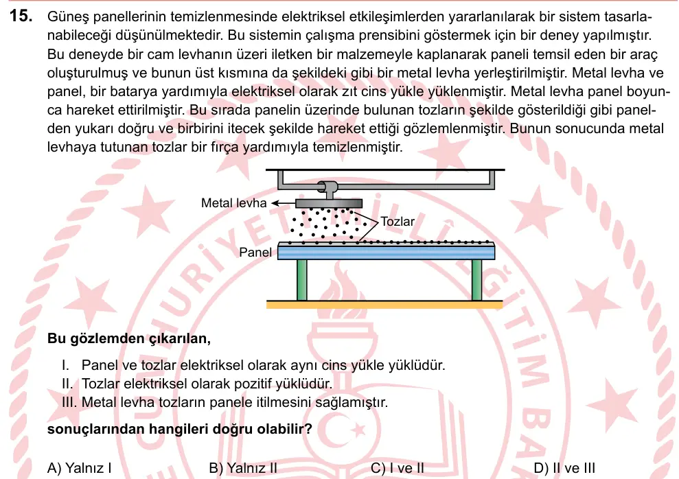 LGS 2024 Sayısal Fen Bilimleri 15. Soru görseli