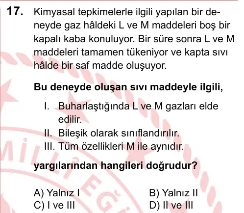LGS 2024 Sayısal Fen Bilimleri 17. Soru görseli