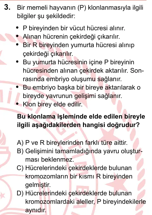 LGS 2024 Sayısal Fen Bilimleri 3. Soru görseli