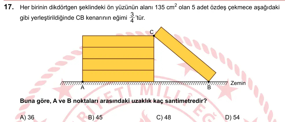 LGS 2024 Sayısal Matematik 17. Soru görseli