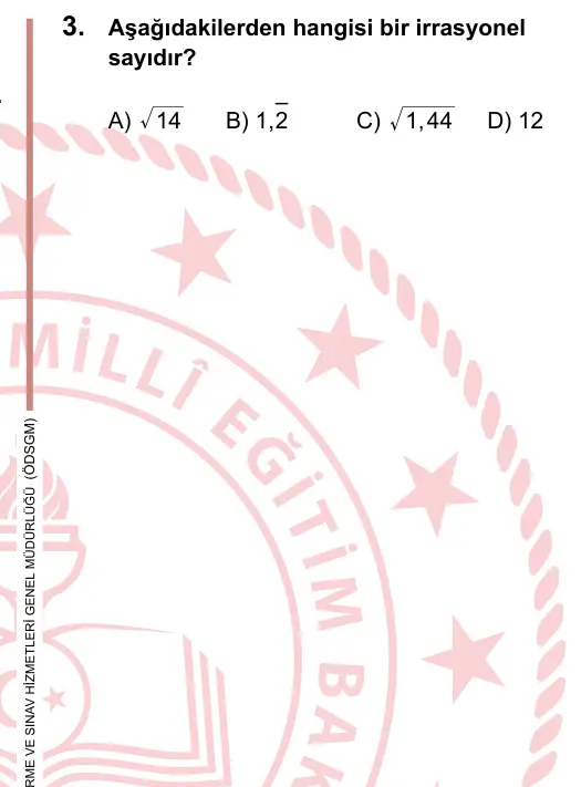 LGS 2024 Sayısal Matematik 3. Soru görseli