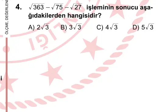 LGS 2024 Sayısal Matematik 4. Soru görseli