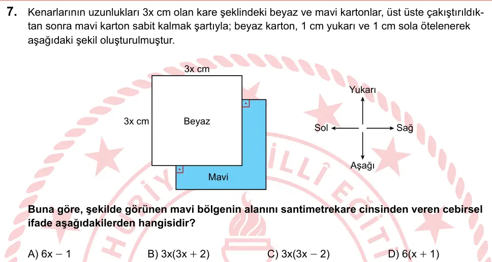 LGS 2024 Sayısal Matematik 7. Soru görseli