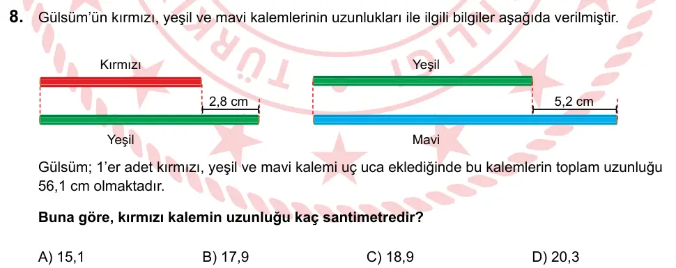 LGS 2024 Sayısal Matematik 8. Soru görseli