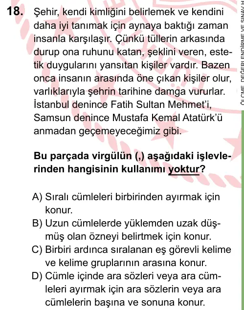 LGS 2024 Sözel Türkçe 18. Soru görseli