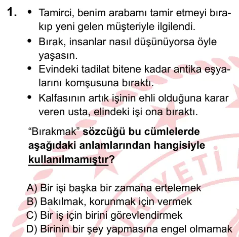 LGS 2024 Sözel Türkçe 1. Soru görseli