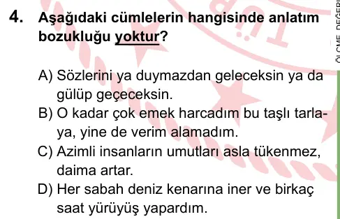 LGS 2024 Sözel Türkçe 4. Soru görseli
