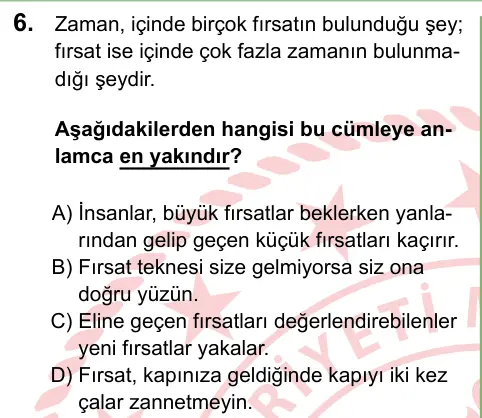 LGS 2024 Sözel Türkçe 6. Soru görseli