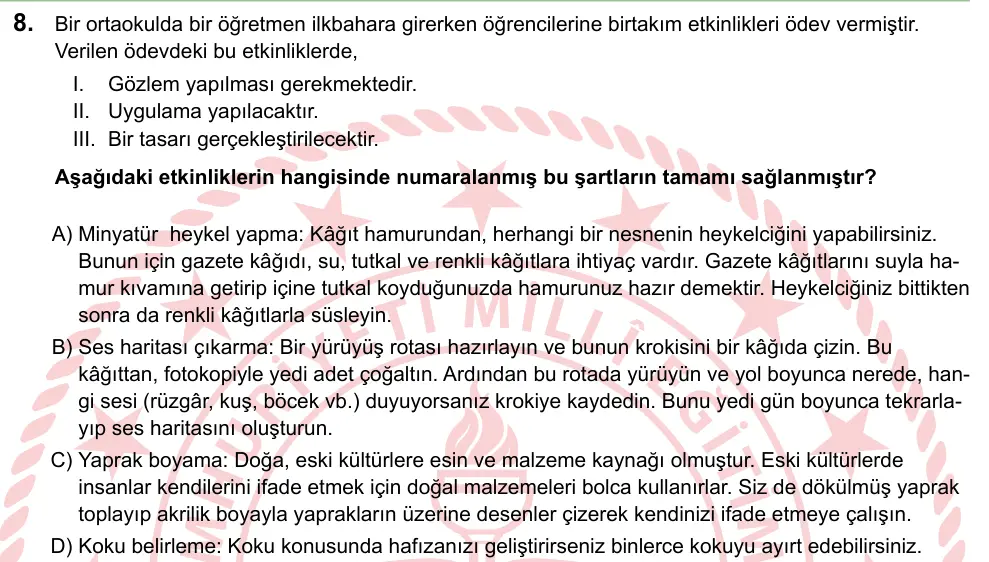 LGS 2024 Sözel Türkçe 8. Soru görseli